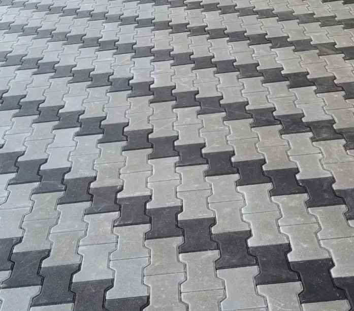 Estate driveway paved with interlocking stones